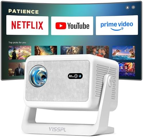Smart Mini proiettore [Netflix ufficiale & autofocus / correzione trapezoidale 6D ] 27000L WiFi6 proiettore Bluetooth piccolo Full HD 1080P, VISSPL supporta videoproiettore 4K, proiettore cellulare