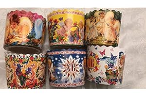 PYSANKAUK 6pcs Baking Paper Molds for Easter Bread Cakes Panettone Paska Kulich (Angels, 110 * 85 mm (Diameter*Height))