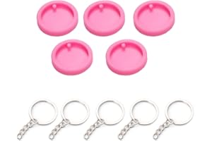 Fezf 5 Pcs Silikon Runde Schlüsselanhänger Form mit Loch Dekorative Harzform DIY Kunsthandwerk