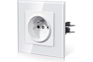 BSEED Prise Electrique Murale, Verre Prise de Courant avec griffes, Norme Française 16 A 250V,adapté à l'hôtel de bureau à domicile, 86MM, Blanc