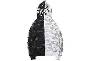 MINIDORA Sudadera con Capucha para Hombre Trendy Pullover tiburón Impreso de Manga Larga Unisex