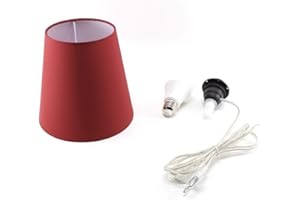 HORUS PARALUMI Kit Completo Paralume Bordeaux + Adattatore portalampada E27 con filo e interruttore trasparente - Lampada Led A+ in omaggio! Trasforma una bottiglia in lampada! Lampabottiglia.it