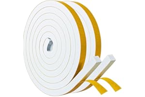 GUKOY Uszczelka samoprzylepna do drzwi i okien, 12mm(S) x10mm(G)/4m(D) taśma z pianki, uszczelka gumowa do uszczelniania przed kolizją, dźwiękoszczelna, biała