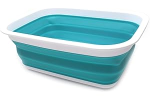 SAMMART Bassine pliable et portable pour pique-nique, courses et rangement gain de place Bleu clair 9,2 l
