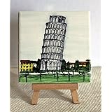 TOWER OF PISA - Keramikfliese ,Handverzierte cm 10x10cm .Made in Italien Toskana, Lucca. zertifiziert.