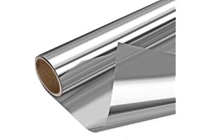 ARTHOME WALL DECOR Arthome One Way Window Film Daytime Privacy Window Tint for Home UV Blocking Mirror Film Non-Adhesive Static Cling Heat Control Reflective Glass Film for Home and Office, 44.5cmx200cm, Silver