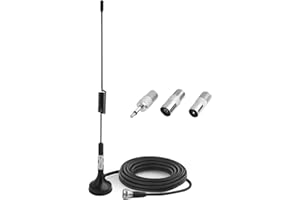 SOPWMAP Antena Telescópica Digital FM para Interiores con Base Magnética, Cable de Extensión de 1 Metros para Sintonizadores de Radio y Receptores de Audio Video en Home Theater