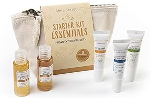 Alma Secret Beauty Travel Set Facial 5 productos para piel sensible normal o mixta con extractos naturales y ecológicos. Neceser viaje, regalo original para Navidad, San Valentín o el amigo invisible.