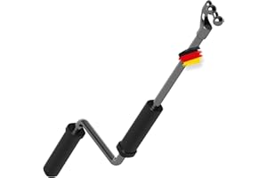 BAUHELD® Manivela para toldo con gancho de bola [fabricado en Alemania] – Barra de toldo de acero galvanizado [140 cm] – Mango de plástico de alta resistencia – Compatible con ojales redondos para