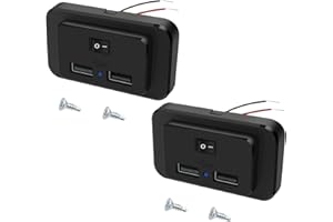 Hoembpn 4,8A Dual USB Auto Ladegerät Steckdose mit Schalter und LED, 12V/24V USB Ladebuchse Panel für Wohnmobil SUV LKW Boot(2 Stück)