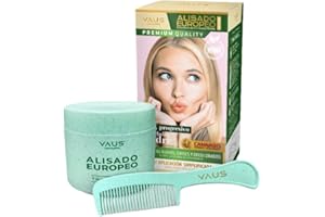 VAUS® Made in Europe | Lisciante Europeo Naturale - Kit Trattamento Stiratura con cellule madri per capelli ribelli (non afro) - Vegan - Cheratina Organica - Pack Biodegradabile | Capelli Chiari