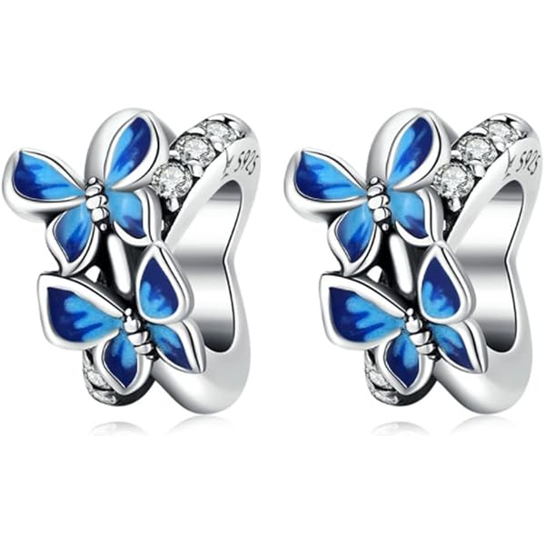 Sterling Silver Blue Eye Spacer Charm Beads Set - 2-Pack S925 Silver Charms For Bracelets, Women's Jewelry Gift - View #4