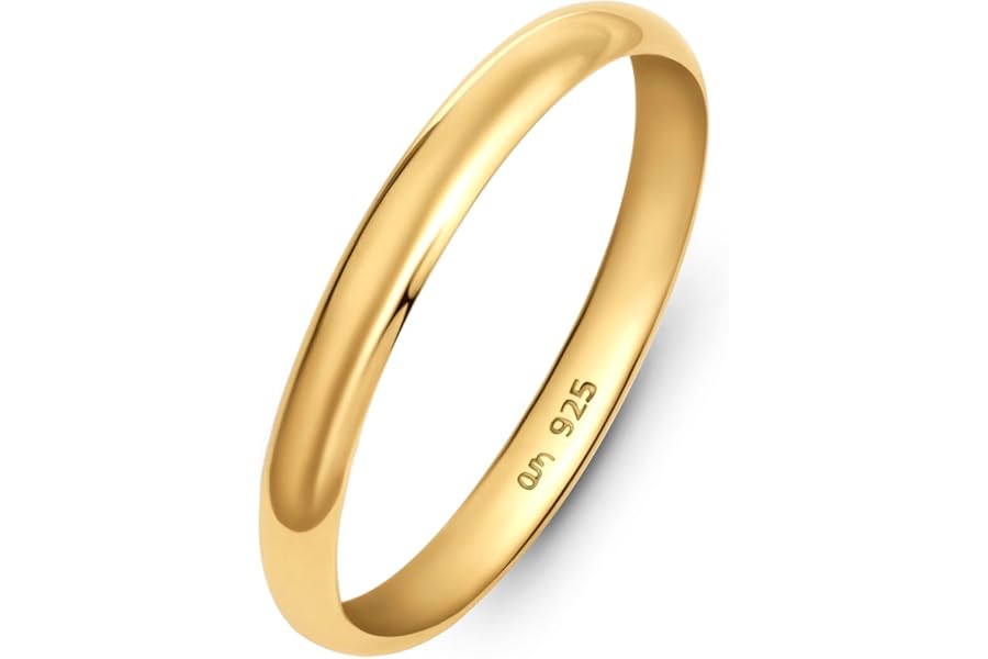 Amberta Wedding Ring for Women in Gold Plated 925 Sterling Silver | Mens Wedding Ring | Gold Plated Sterling Silver Wedding Band