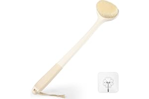 ZARCKER Rücken-Körperschrubber-Bürste für Dusch-Peeling, Duschbürste für Körper, Körper-Rücken-Fuß-Peeling-Peeling mit langer Reichweite und rutschfestem Griff, für Männer und Frauen (43cm Cremeweiß)