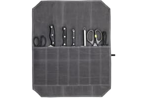 3DTengkit Portable Chef Knife Storage Roll Bag,Heavy Duty Waxed Canvas Knife Bag with 7 Slots,for Kitchen Knife Storage