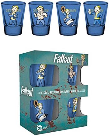 Fallout Shot Glass 4 pack Vault Boy Gamer nouveau officiel PS4 Bleu Boxed 2oz