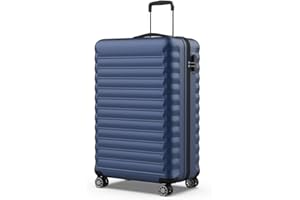 NUMADA - Valigia Grande Upfly 25Kg Upfly 28' ABS (75x49x29cm) con chiusura a combinazione e 4 ruote doppie a 360 | Resistente | Leggera | Interni a scomparti | Blu Navy