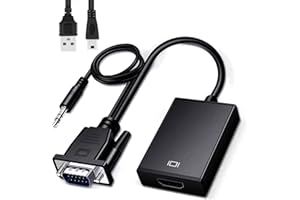 Beigemo VGA Eingang zu HDMI Ausgang Adapter 27cm mit Audio, 1080P Unidirektional Konverter mit Audio Von Computer/Laptop mit VGA zu Fernseher/Monitor mit HDMI-Eingang