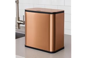 RED FACTOR RedFactor Poubelle Compost Inox à Suspendre avec Couvercle Filtrant – 5L Sans Odeur, Seau à Déchets de Cuisine pour Porte de Placard, Plan de Travail ou Sous Évier (Cuivre)