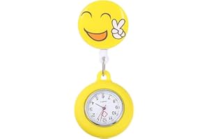 Cyhamse Montre d'infirmière | Montre à Poche pour Femme | Montre Revers pour infirmières médecins Montres infirmière suspendues à Clipser Couverture en Silicone Badge stéthoscope