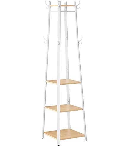 Vestiaire Métal Vieux Blanc Shabby Chic – Porte-manteaux Sur Pied – Hauteur 184 Cm
