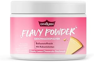 GymQueen Flavy Powder 200g, Chunky Tarta de Queso al Limón Flavour Powder, reducido en calorías, saborizante en polvo para endulzar, hornear y refinar alimentos y bebidas, rico en fibra