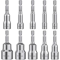 Set 12 Bussole Magnetiche Per Avvitatore - Hexagon 6-19mm - Acciaio Cromo Vanadio