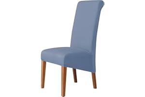 Kozuoan XL Size High Back Chair Covers soft and elastic spandex dining chair covers, detachable and washable, Dining Chair Slipcovers for Restaurant Hotel Party Banquet (Gray blue, Pack of 2)
