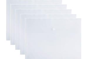 ‎VANRA VANRA 5 Stück Aktenordner Button File Folder A4 Aktenhüllen Plastikumschlag Flachdokumentenbrief-Organizer mit Druckknöpfen für das Arbeitszimmer,Transparent