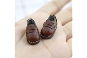 XiDonDon OB OB11 Größe OB Doll 11cm Körperschuhe Lederschuhe DDF body9 1/12 BJD GSC Puppenzubehör Bjd Puppenspielzeugschuhe (Brown)
