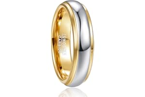 NUNCAD 4mm/6mm/8mm Uomo Oro Argento Tungsteno Bicolore Oro Rosa Anelli di Coppia a Cupola con Bordi a Scalino Taglia 11.75-29.75
