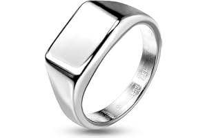 Paula & Fritz® Pierścionek damski z pieczęcią, prostokątny, złoty, czarny, srebrny, stal chirurgiczna 316L, rozmiar 52 (16,6) - 70 (22,3), męski pierścionek partnerski, pierścionek dla motocyklisty