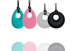 ALKAIDCHAO Collier à mâcher enfant tdah, 4 pièces colliers à mâcher sensuels pour enfants et adultes souffrant de dentition, d'autisme et de TDAH