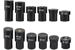 YJDOORPLAY Oculaire de microscope grand angle de laboratoire avec construction en métal de 23,2 mm de diamètre du tube de 23,2 mm, grossissement 5x à 25x pour la recherche scientifique (WF16X)