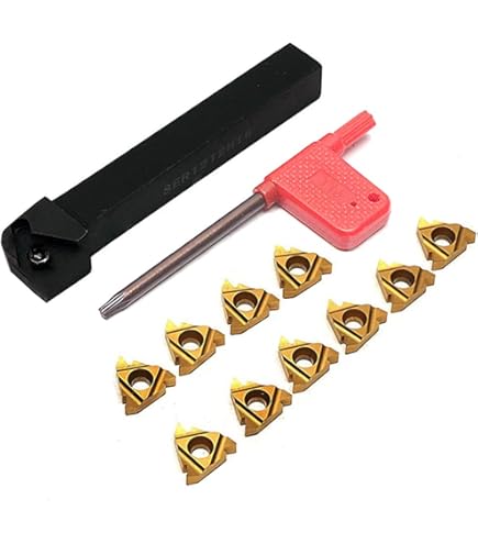 Kit Portautensili Per Tornitura Con Inserti In Carburo - Set Per Filettatura Esterna/Interna, 14 Pezzi