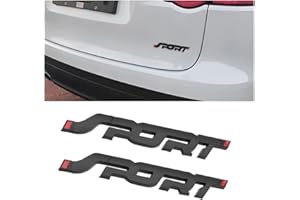 JNNJ 2 Pezzi 3D Metallo Emblema SPORT Auto, Tronco Logo Adesivi Emblema, Auto Distintivo Emblema Adesivo, Veicolo Esterno Decorazione Adesivi Di Ricambio Universale per Camion, SUV, Van(Nero)