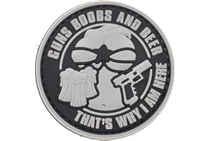 LA PATCHERIA Patch Guns Boobs and Beer 6x6cm - Patch 100% Gomma con Velcro® originale Velcro® Brand Hook Cucito sul Retro - 3D alta definizione - per Decorare Giacche, Zaini, Uniformi