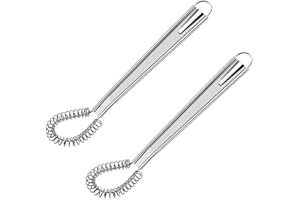 WEERSTONE Fouet Cuisine à Spirale Cuillère Magique en INOX mèche Batteur à Main levée mousseur Foamer moussant crémeux Acier Inoxydable Mini-mélangeur Agitateur (argenté),2 pièces