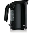 Braun PurEase WK 3000 BK Electric Kettle with 45 Sec Quick Heating System, 3-Way Protection Technology, Easy to Fill, One Cup Indicator, Capacity 1L, 2200W, Black