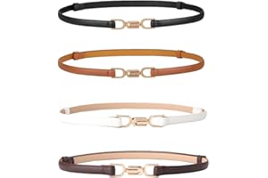 XPEX 4 Pezzi Cinture Donna Elegante, Vita Alta, Sottile, Alla Moda, Semplice Con Fibbia In Metallo, Extra Sottile, Regolabile Senza Fibbia