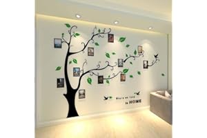 Purekay Grande 3D Albero Adesivo Muro Wall Stickers, DIY Cornici per Foto Adesivi Murali per Camera da Letto Soggiorno Ufficio Divano TV Decorazione Parete Cucina (Verde Sinistro, M)