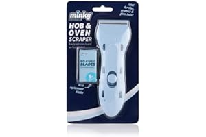 Minkyy Hob & Oven Scraper with 5 x Replacements Pack of 1 Tiles Ceramic Glass Cooker Oven Pans Food Burnt Cleaner with Welari Thank You Card | (1pack) (1scraper)