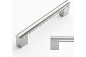 Amerdeco 10 Stück Möbelgriffe Edelstahl Gebürsteter Nickel 128mm Lochabstand Schrankgriffe für Küche, Schubladen & Kleiderschrank UK0038