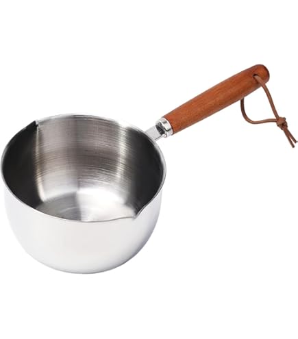 RVS Boter Warmer Pot 450ML - Hot Pot Melk Pan Met Steelpan En Houten Handvat Voor Melk Saus Chocolade Keuken Kookgerei