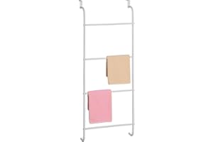 BEDDING HOME 4-Tier Over Door Towel Rack and Clothes Airer – Transformative Bathroom and Laundry Storage Organizer Versatile Hanger Bar Holder for Bath Towels, Clothes, and More. W41 x D14 x H110.5 Cm."