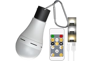 LOTOFIT USB Rechargeable Light Bulb, Portable Rechargeable Hanging Light Bulb with 3CCT 3000K-6000K for Home Emergency Camping Hiking
