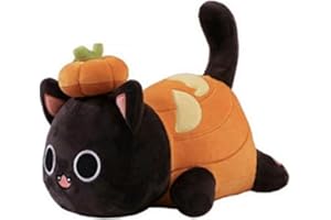 YUMSOU 9.8in Cute Aphmau Meows Cat Plush Toy Soft Meemeow Stuffed Donut Cat Plushes French Fry Cheeseburger Food Plush Doll Gifts (Pumpkin Cat)
