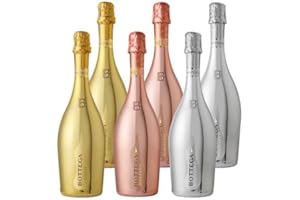 Bottega Sparkling Wine Collection of Gold, Rose and White Gold 6 x 75cl