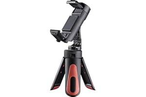 Hama Mini Trépied de Table Pocket II Rotation (trépied avec Support Smartphone iPhone/Samsung/GoPro, Rotatif, inclinable Paysage Portrait, idéal Voyage, Pas de vis de 1/4") Noir