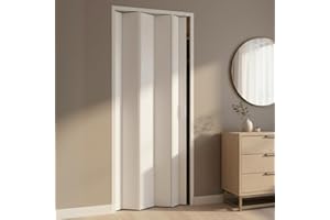 ROLLPLAST PINTO Puerta plegable 83 x 214 cm modelo extra estándar de PVC de color blanco con cierre reversible ajustable tanto en altura como en longitud